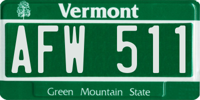 VT license plate AFW511
