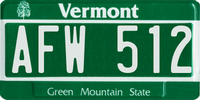 VT license plate AFW512