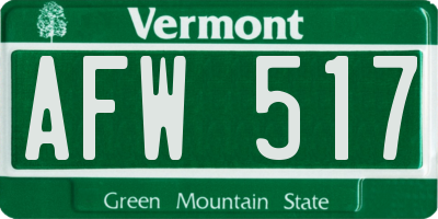 VT license plate AFW517