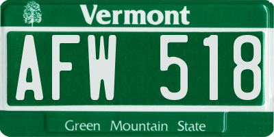 VT license plate AFW518