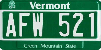 VT license plate AFW521