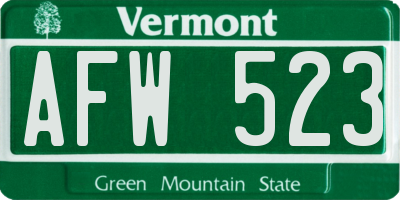 VT license plate AFW523