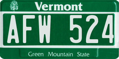 VT license plate AFW524
