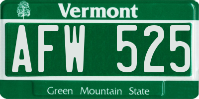 VT license plate AFW525
