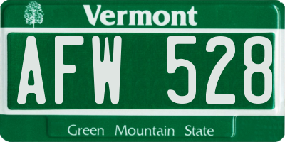 VT license plate AFW528