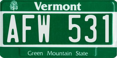 VT license plate AFW531