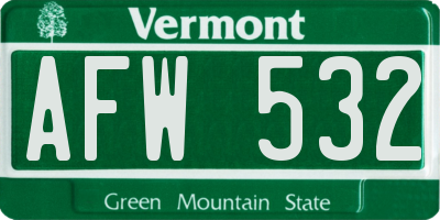 VT license plate AFW532