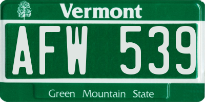 VT license plate AFW539