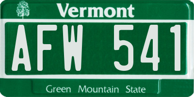 VT license plate AFW541