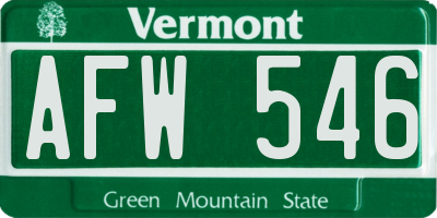 VT license plate AFW546