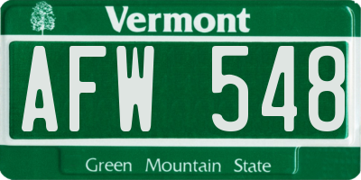 VT license plate AFW548