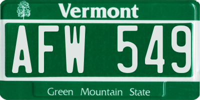 VT license plate AFW549