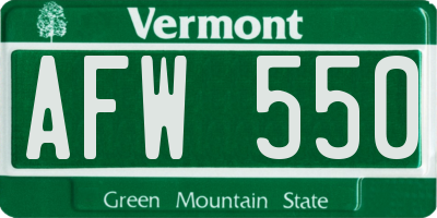 VT license plate AFW550