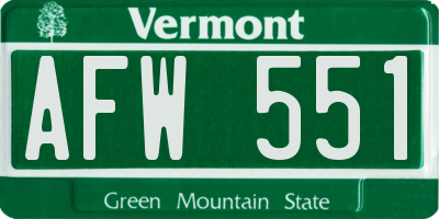 VT license plate AFW551