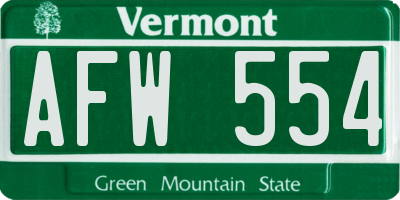 VT license plate AFW554