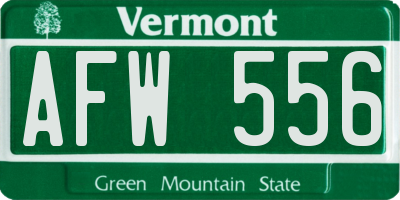 VT license plate AFW556