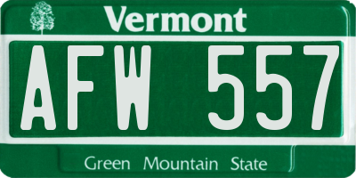 VT license plate AFW557
