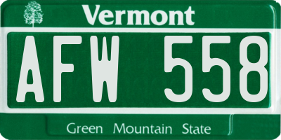 VT license plate AFW558