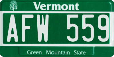 VT license plate AFW559
