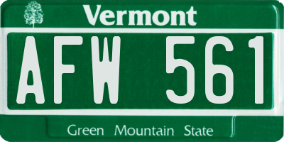 VT license plate AFW561