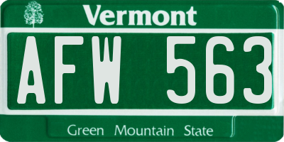 VT license plate AFW563
