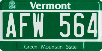 VT license plate AFW564