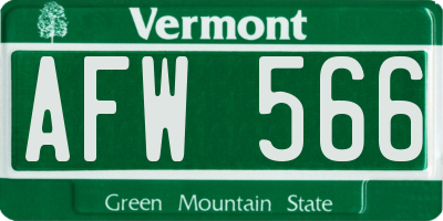 VT license plate AFW566
