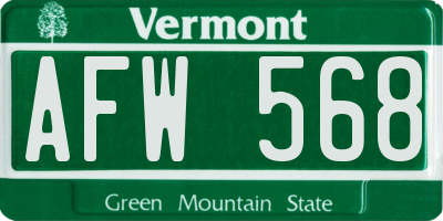 VT license plate AFW568