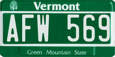 VT license plate AFW569
