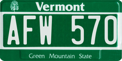 VT license plate AFW570