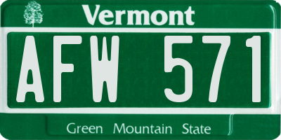 VT license plate AFW571
