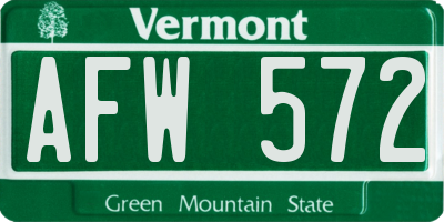 VT license plate AFW572
