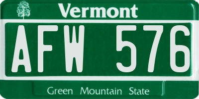 VT license plate AFW576