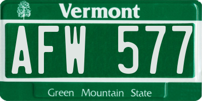 VT license plate AFW577