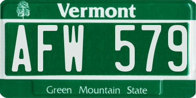 VT license plate AFW579