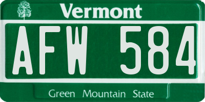 VT license plate AFW584