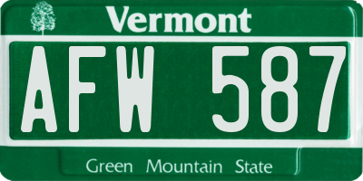 VT license plate AFW587