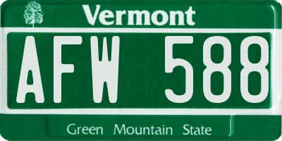 VT license plate AFW588