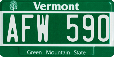 VT license plate AFW590