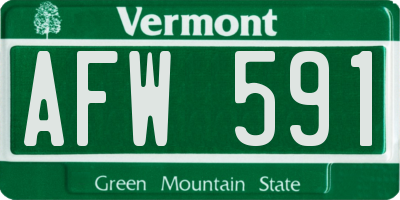 VT license plate AFW591