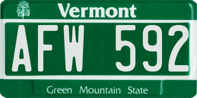 VT license plate AFW592