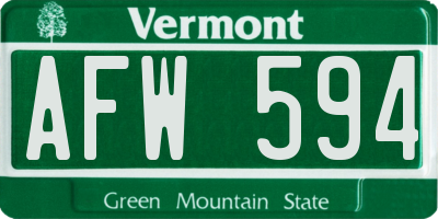 VT license plate AFW594