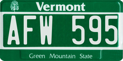 VT license plate AFW595