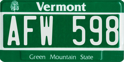VT license plate AFW598