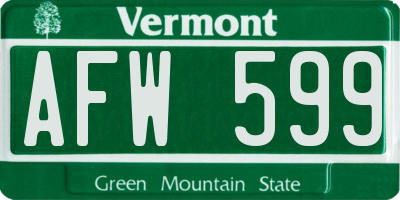 VT license plate AFW599