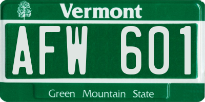 VT license plate AFW601