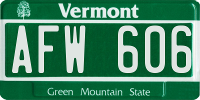 VT license plate AFW606