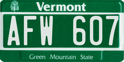 VT license plate AFW607