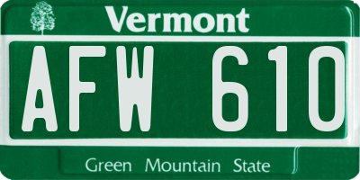 VT license plate AFW610