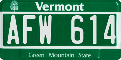VT license plate AFW614
